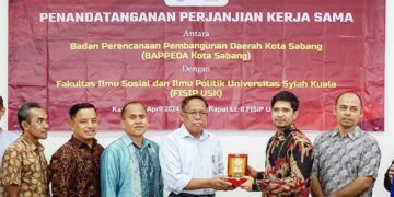 PENANDATANGANAN PERJANJIAN KERJA SAMA ANTARA FAKULTAS ILMU SOSIAL DAN ILMU POLITIK  USK DENGAN BADAN PERENCANAAN PEMBANGUNAN DAERAH (BAPPEDA) KOTA SABANG