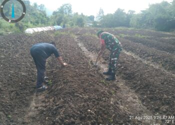 Modal cangkul babinsa 02 / Bebesen siapkan lahan pertanian bersama warga