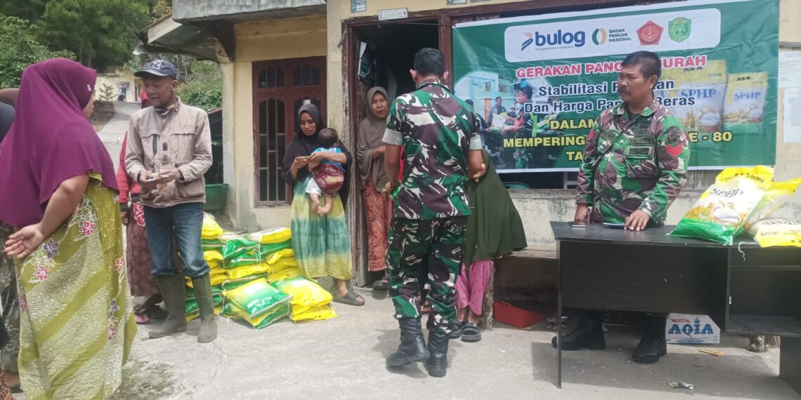 anggota babinsa koramil 02/Bebesen gelar GPM di desa sadong juru mudi kecamatan bebesen