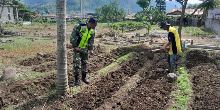 Babinsa koramil 02/Bebesen bantu penyiapan lahan tanaman cabai di wilayah binaan