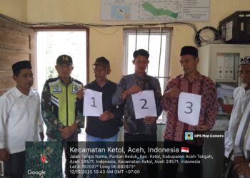 Babinsa Koramil 09/Ketol menghandiri penentuan no urut calon Reje Kampung di  desa Pantan reduk Kec.Ketol Kab.Aceh tengah